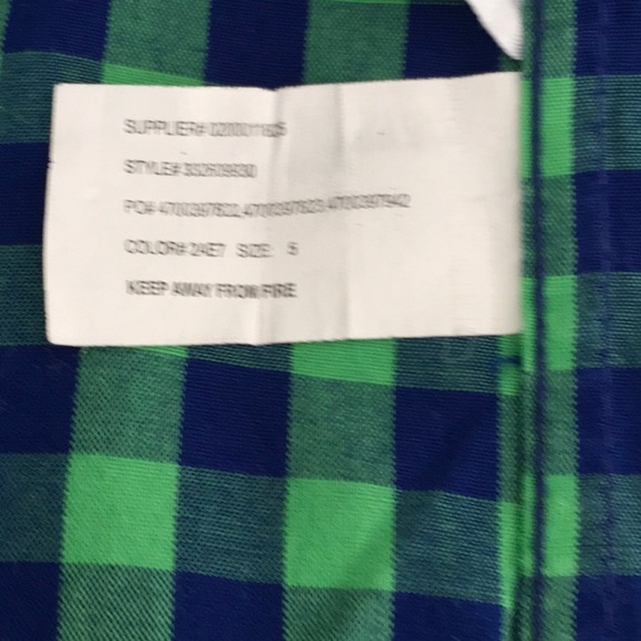 Classic Preppy Boys Navy Blue/Kelly Green Chaps Checkered Button-Down Size 5 - Picture 8 of 8